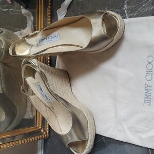 Jimmy Choo Gold Wedge Size 41 (9.5)